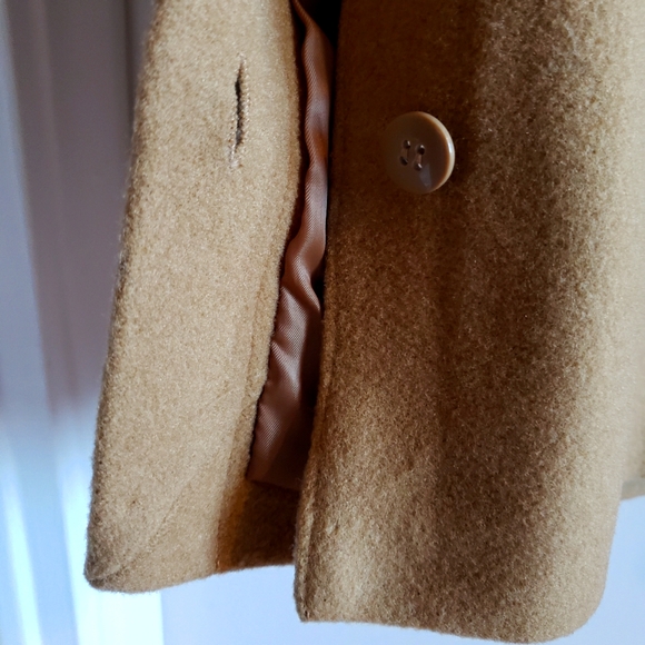 Harvé Bernard Wool Carmel Tan Trench Coat Button Down Slits On Sides Woman 14 - Picture 10 of 15
